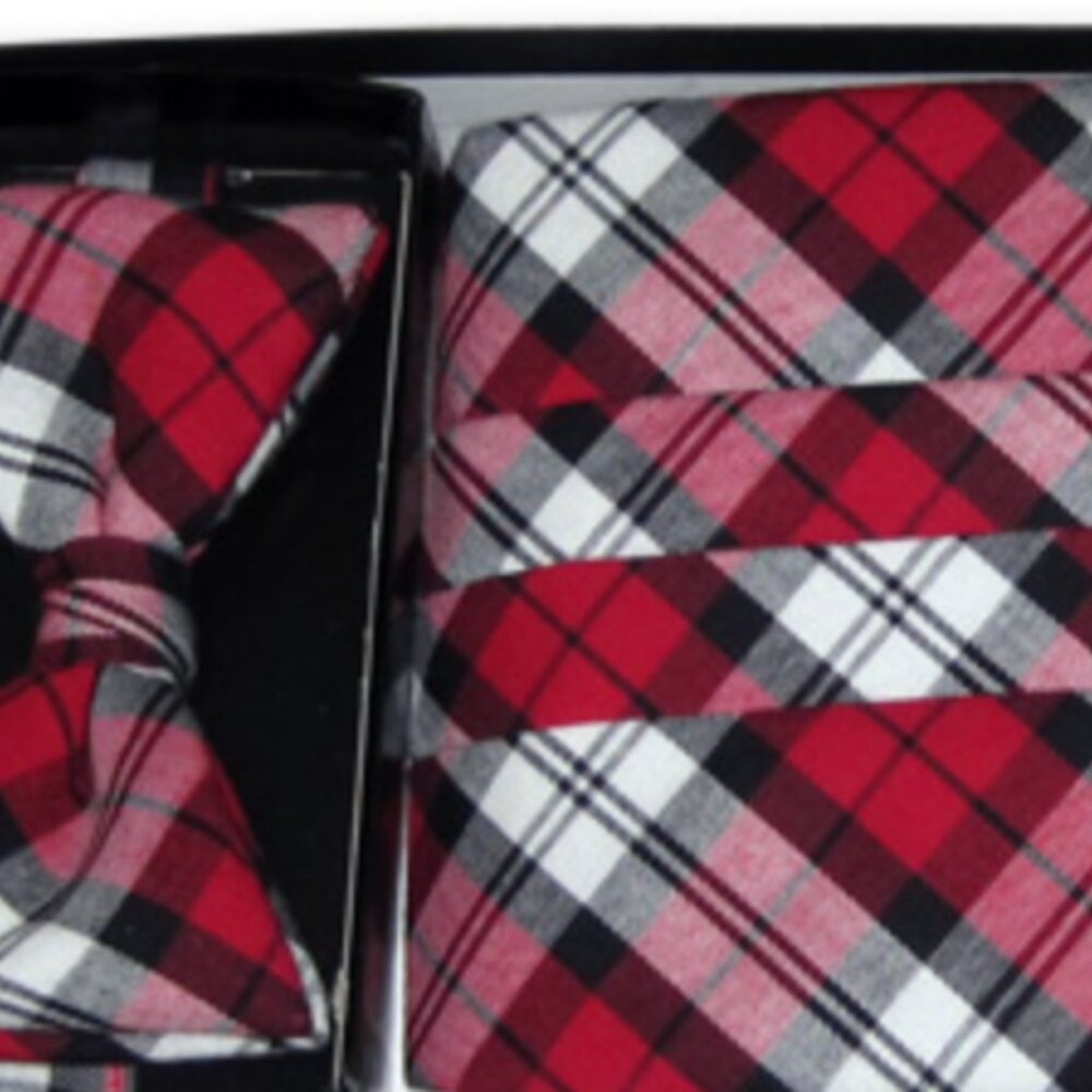 LUMBERJACK PLAID CUMMERBUND & BOW TIE SET
